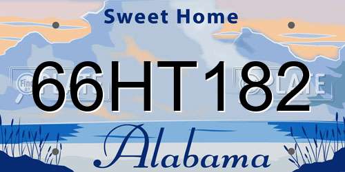 66HT182 Alabama License Plate