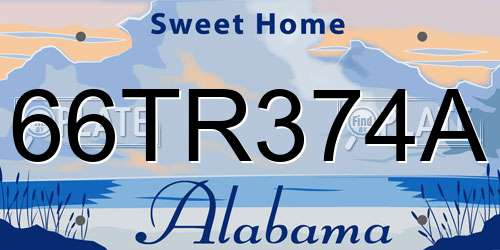 66TR374A Alabama License Plate