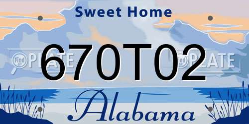 670T02 Alabama License Plate