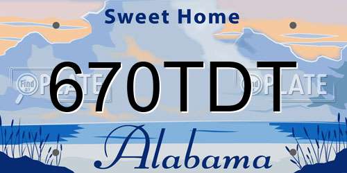 670TDT Alabama License Plate