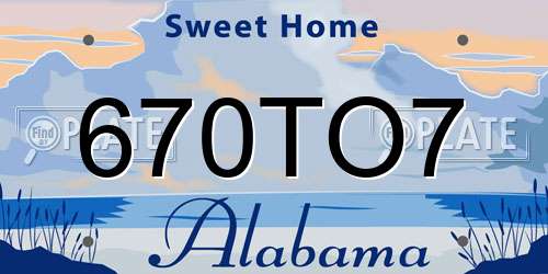 670TO7 Alabama License Plate
