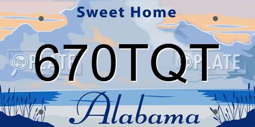 670TQT Alabama License Plate