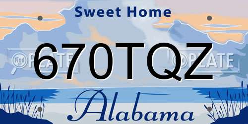 670TQZ Alabama License Plate