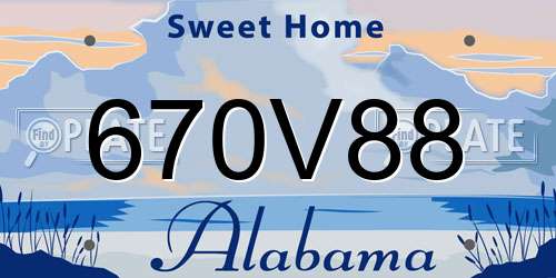 670V88 Alabama License Plate