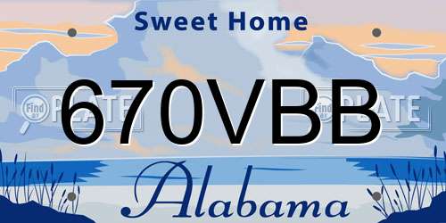 670VBB Alabama License Plate