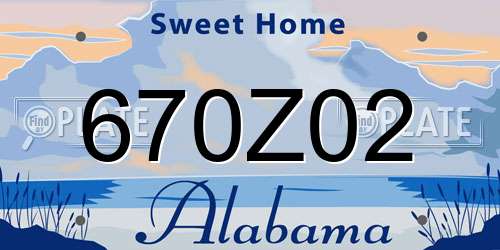 670Z02 Alabama License Plate