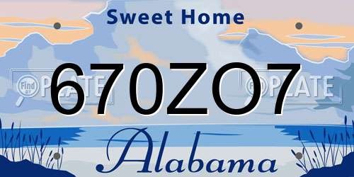 670ZO7 Alabama License Plate