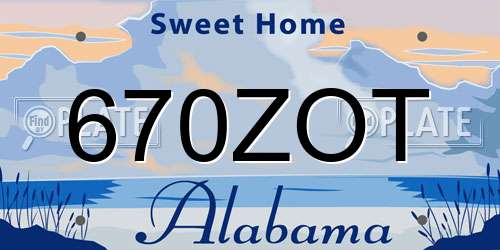 670ZOT Alabama License Plate