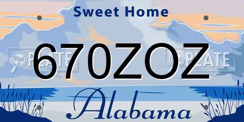 670ZOZ Alabama License Plate