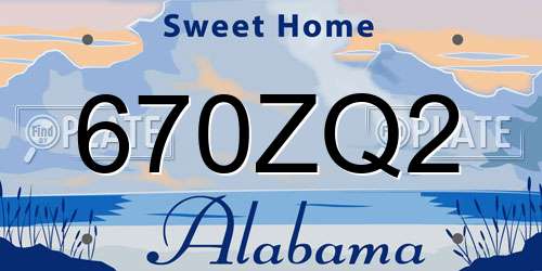 670ZQ2 Alabama License Plate