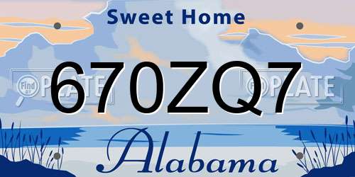 670ZQ7 Alabama License Plate