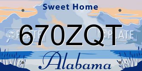 670ZQT Alabama License Plate
