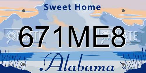 671ME8 Alabama License Plate