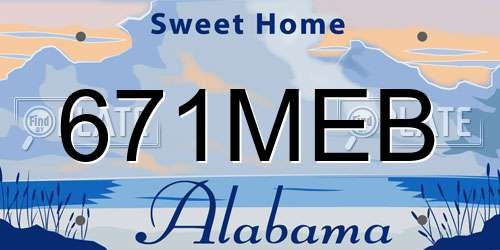 671MEB Alabama License Plate