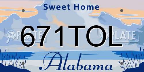 671TOL Alabama License Plate