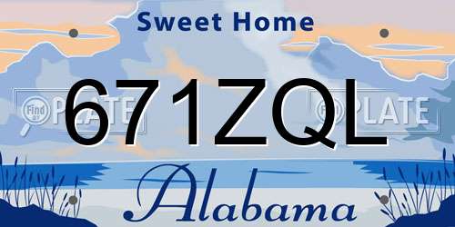 671ZQL Alabama License Plate