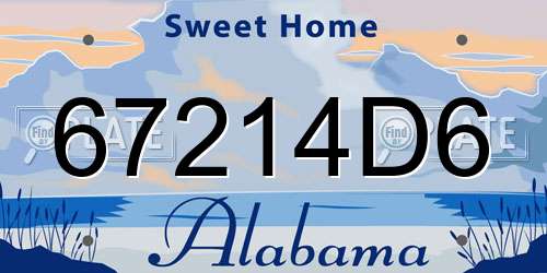 67214D6 Alabama License Plate