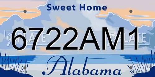 6722AM1 Alabama License Plate