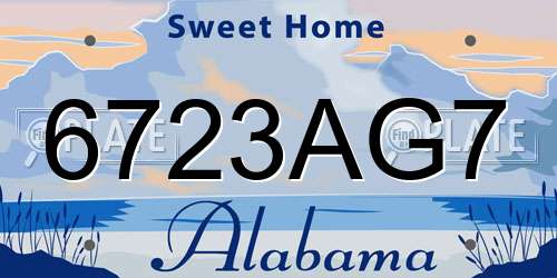 6723AG7 Alabama License Plate