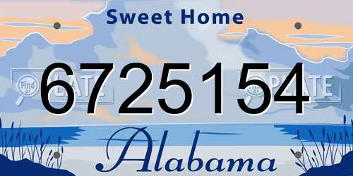 6725154 Alabama License Plate