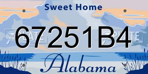 67251B4 Alabama License Plate