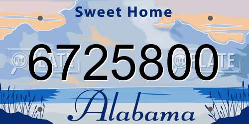 6725800 Alabama License Plate