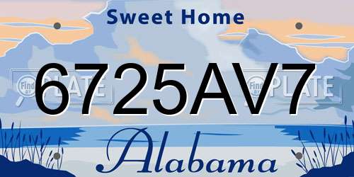 6725AV7 Alabama License Plate