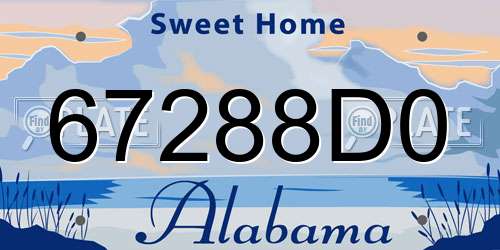 67288D0 Alabama License Plate