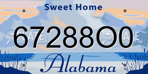 67288O0 Alabama License Plate