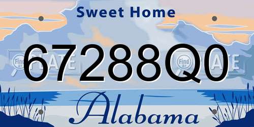 67288Q0 Alabama License Plate