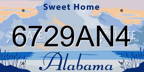 6729AN4 Alabama License Plate