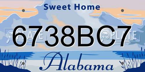 6738BC7 Alabama License Plate