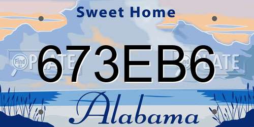 673EB6 Alabama License Plate