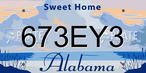 673EY3 Alabama License Plate