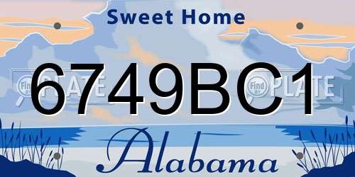 6749BC1 Alabama License Plate