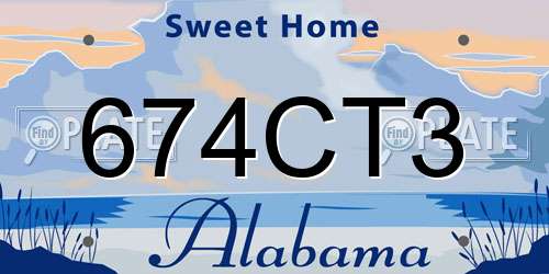 674CT3 Alabama License Plate