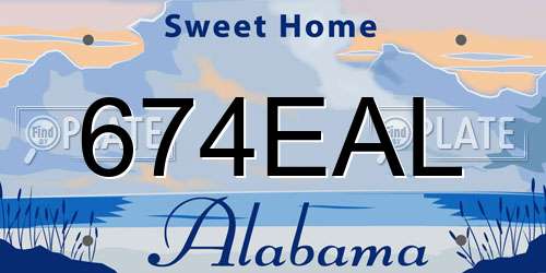 674EAL Alabama License Plate