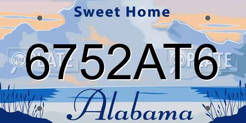 6752AT6 Alabama License Plate