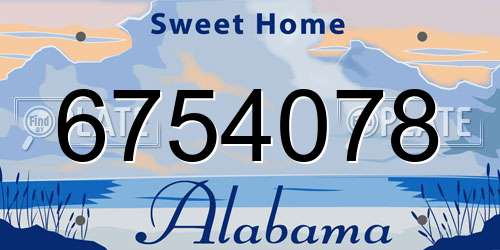 6754078 Alabama License Plate
