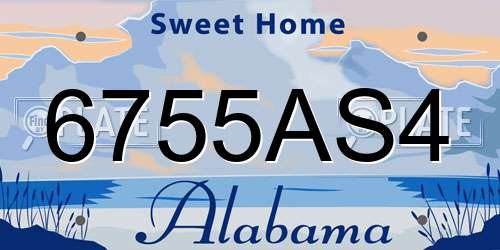 6755AS4 Alabama License Plate