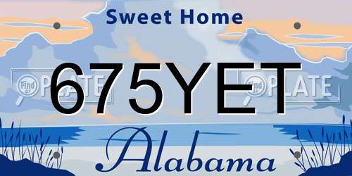675YET Alabama License Plate