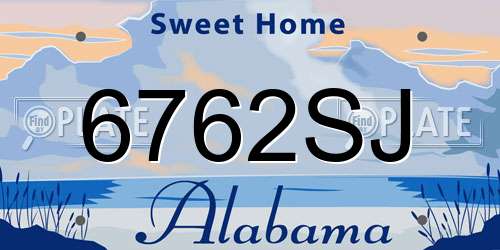 6762SJ Alabama License Plate