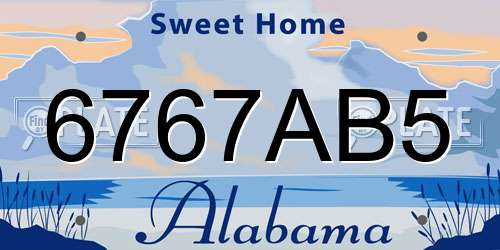 6767AB5 Alabama License Plate
