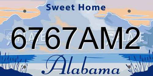 6767AM2 Alabama License Plate