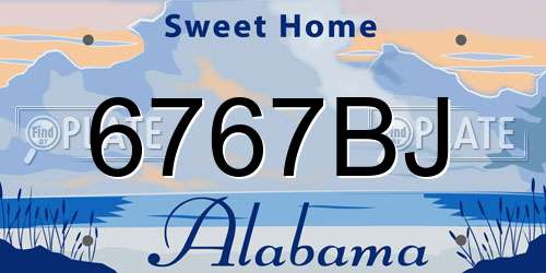 6767BJ Alabama License Plate