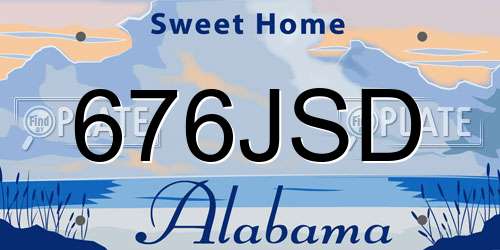 676JSD Alabama License Plate