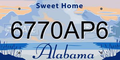 6770AP6 Alabama License Plate