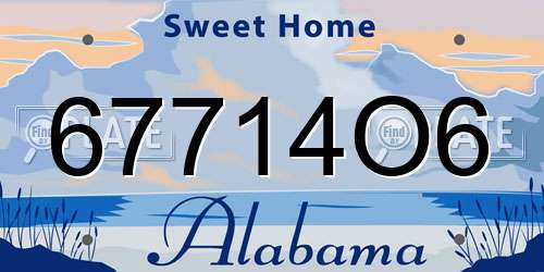 67714O6 Alabama License Plate