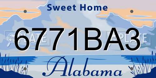 6771BA3 Alabama License Plate