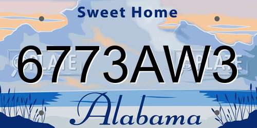 6773AW3 Alabama License Plate